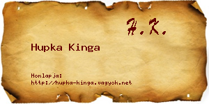 Hupka Kinga névjegykártya